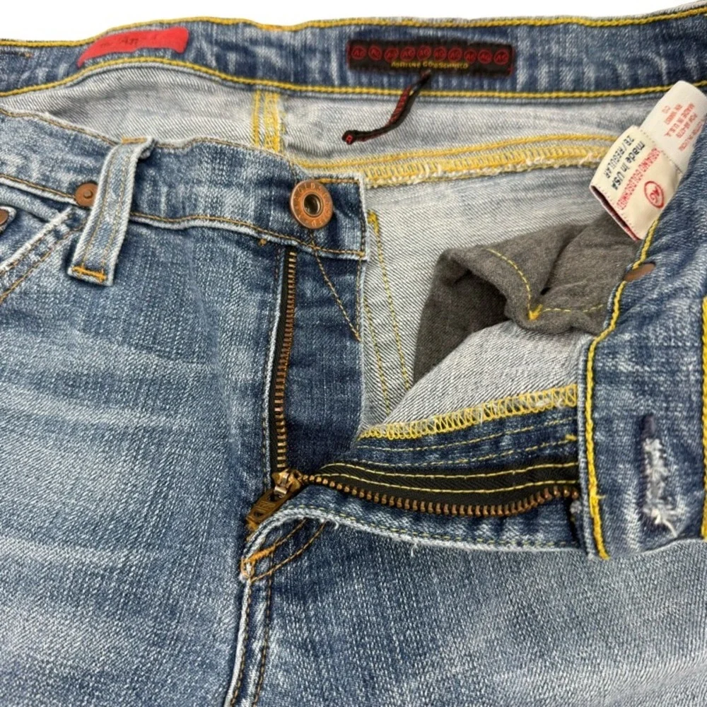 AG ADRIANO GOLDSCHMIED The Angel Denim‎ Shorts Medium Wash Raw Hem 28 Bermuda